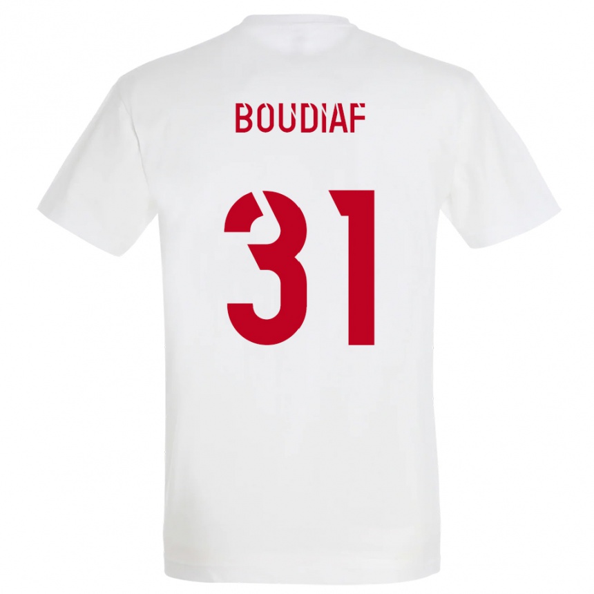 נשים כדורגל Ryad Boudiaf #31 לבן אדום צהוב הרחק ג'רזי 2025/26