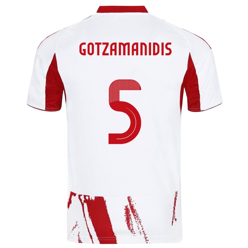 נשים כדורגל Nikolaos Gotzamanidis #5 לבן אדום הרחק ג'רזי 2025/26