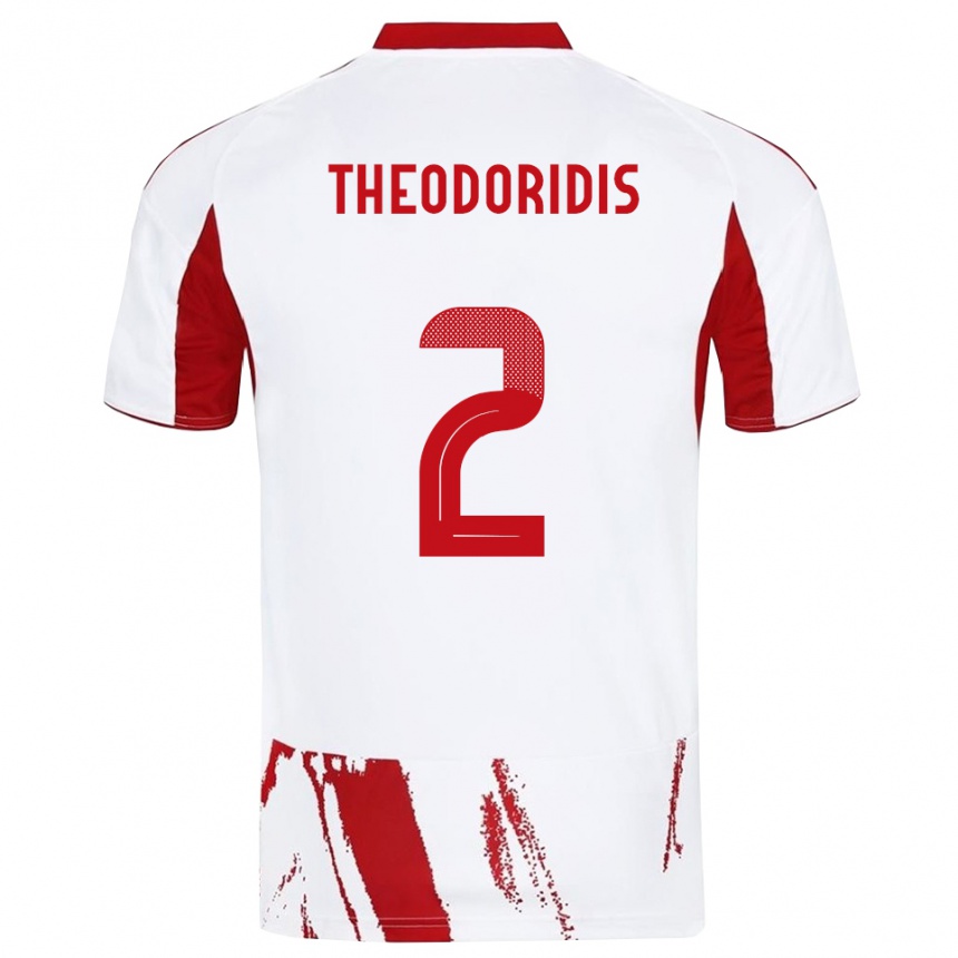 נשים כדורגל אלקסיוס תאודורידיס #2 לבן אדום הרחק ג'רזי 2025/26