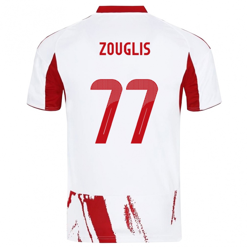 נשים כדורגל Nikolaos Zouglis #77 לבן אדום הרחק ג'רזי 2025/26