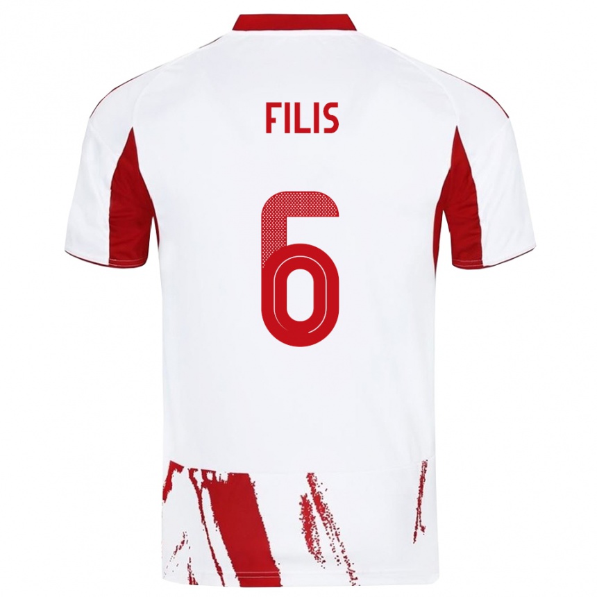 נשים כדורגל Christos Filis #6 לבן אדום הרחק ג'רזי 2025/26