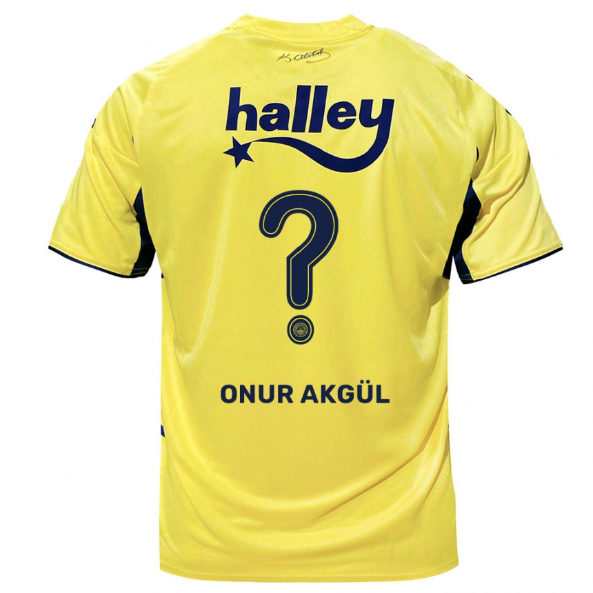 נשים כדורגל Rüzgar Onur Akgül #0 צהוב כחול נייבי הרחק ג'רזי 2025/26