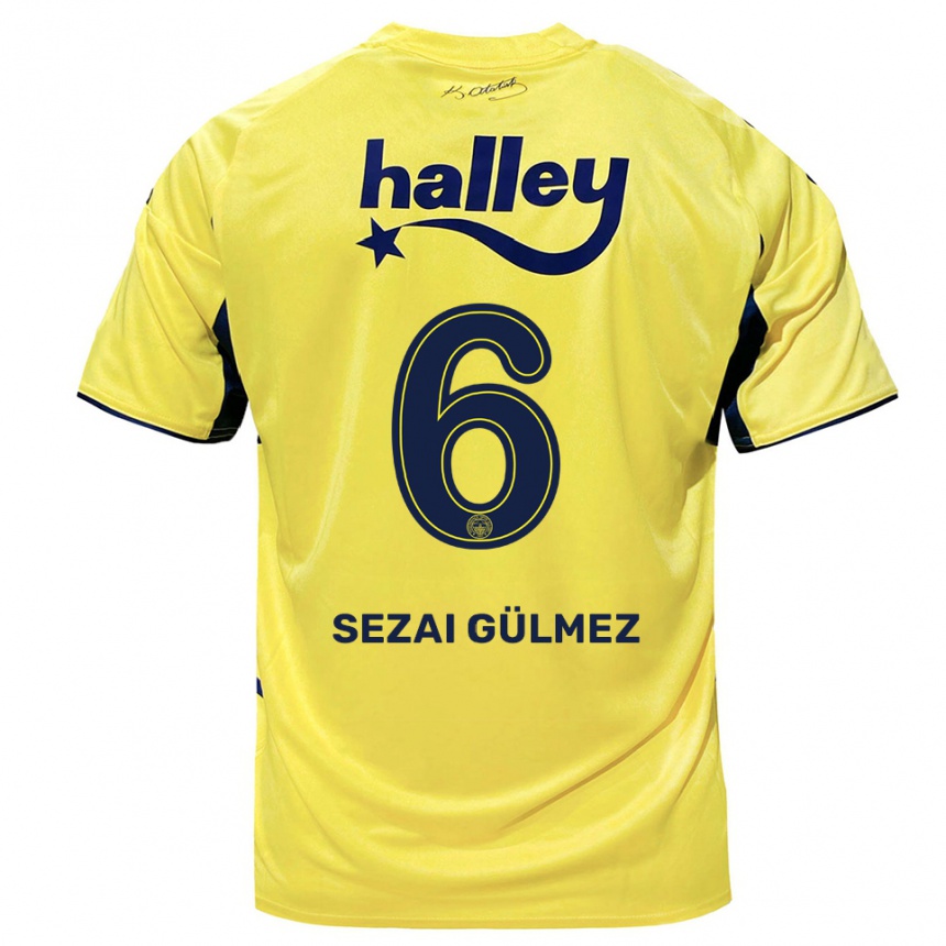 נשים כדורגל מוסטפה סזאי גולמז #6 צהוב כחול נייבי הרחק ג'רזי 2025/26