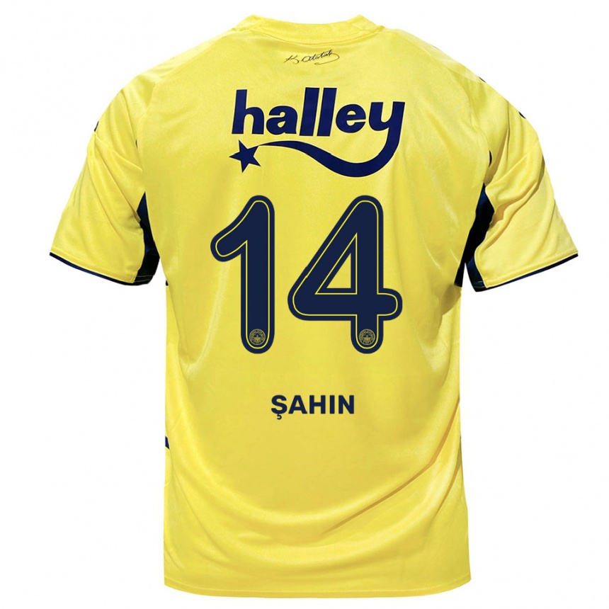 נשים כדורגל Uğur Şahin #14 צהוב כחול נייבי הרחק ג'רזי 2025/26