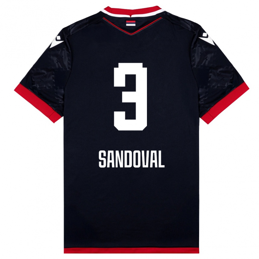 נשים כדורגל Keimer Sandoval #3 שחור אדום הרחק ג'רזי 2025/26