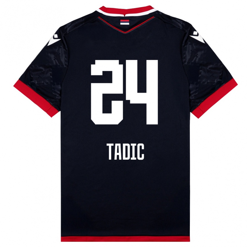 נשים כדורגל Ilija Tadic #24 שחור אדום הרחק ג'רזי 2025/26