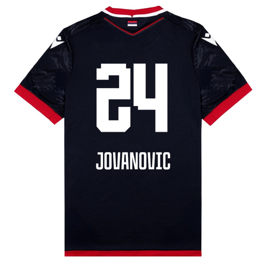 נשים כדורגל לוקה ג'ובאנוביץ' #24 שחור אדום הרחק ג'רזי 2025/26