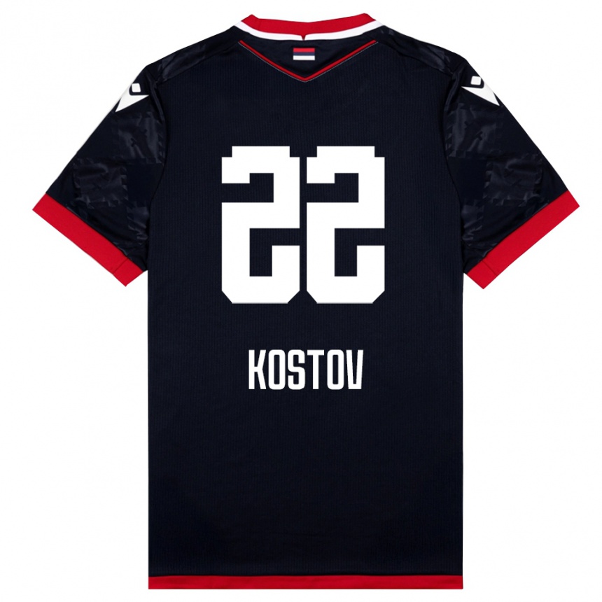 נשים כדורגל וסילי קוסטוב #22 שחור אדום הרחק ג'רזי 2025/26