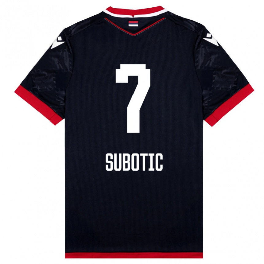 נשים כדורגל Vasilije Subotic #7 שחור אדום הרחק ג'רזי 2025/26
