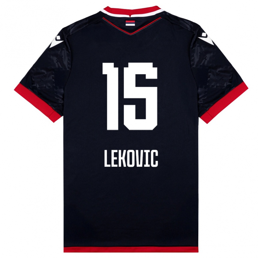 נשים כדורגל Mirko Lekovic #15 שחור אדום הרחק ג'רזי 2025/26