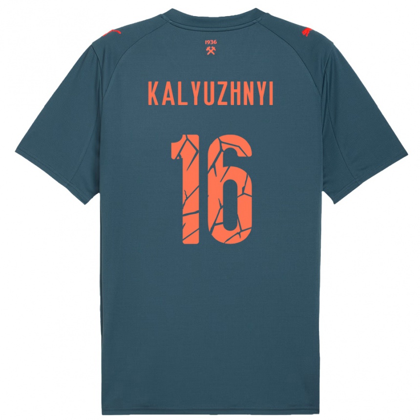 נשים כדורגל Nikita Kalyuzhnyi #16 כחול נייבי אדום הרחק ג'רזי 2025/26