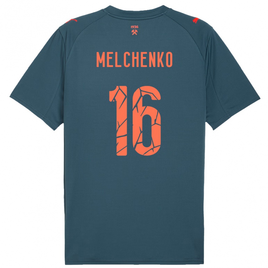 נשים כדורגל Dmytro Melchenko #16 כחול נייבי אדום הרחק ג'רזי 2025/26