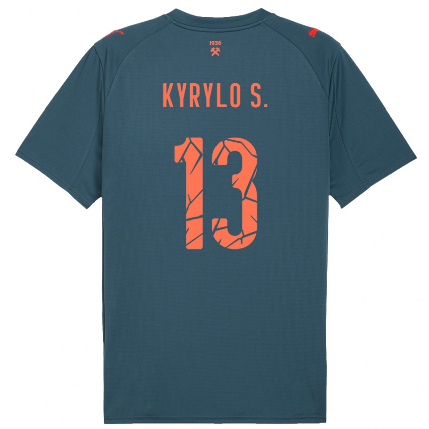 נשים כדורגל Kyrylo Savchenko #13 כחול נייבי אדום הרחק ג'רזי 2025/26