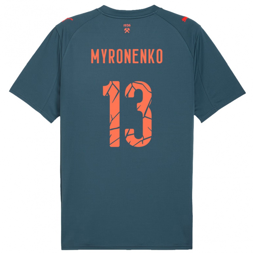 נשים כדורגל Viktoriia Myronenko #13 כחול נייבי אדום הרחק ג'רזי 2025/26