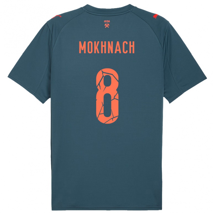 נשים כדורגל Liubov Mokhnach #8 כחול נייבי אדום הרחק ג'רזי 2025/26