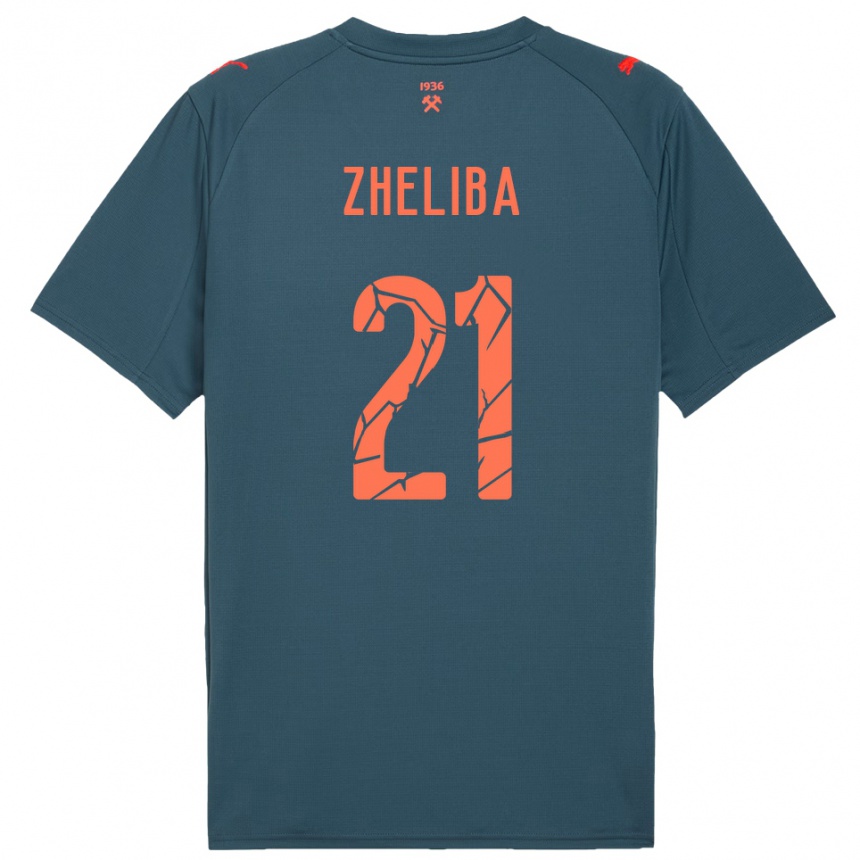 נשים כדורגל Yan Zheliba #21 כחול נייבי אדום הרחק ג'רזי 2025/26