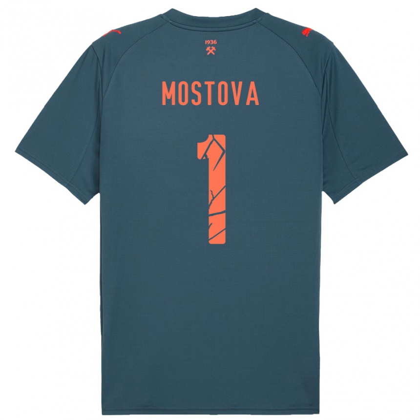 נשים כדורגל Inha Mostova #1 כחול נייבי אדום הרחק ג'רזי 2025/26