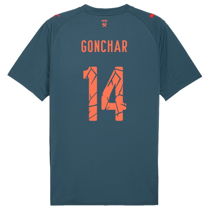 נשים כדורגל Maksym Gonchar #14 כחול נייבי אדום הרחק ג'רזי 2025/26