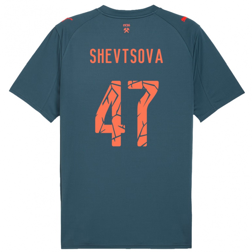 נשים כדורגל Viktoriia Shevtsova #47 כחול נייבי אדום הרחק ג'רזי 2025/26