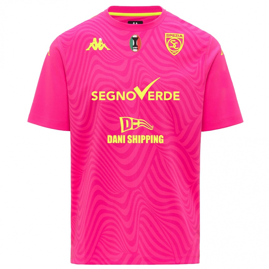 ילדים כדורגל Leonardo Lleshi #12 צהוב ורוד עמוק חולצת שוער 2025/26