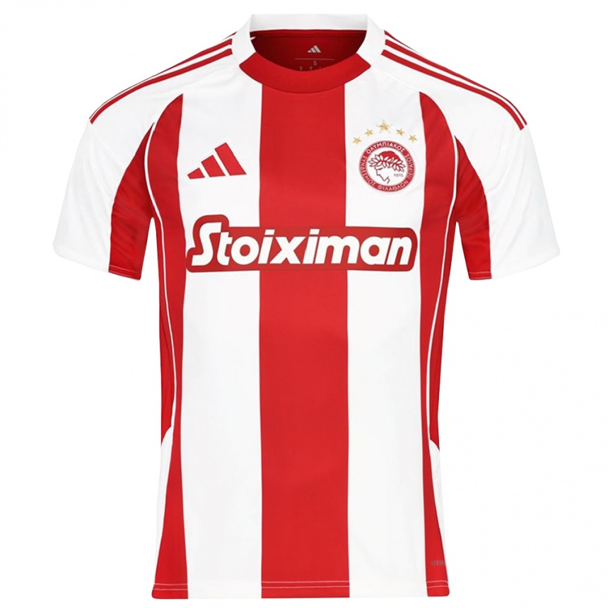 גברים כדורגל Georgios Gousios #0 אדום לבן ג'רזי ביתית 2025/26