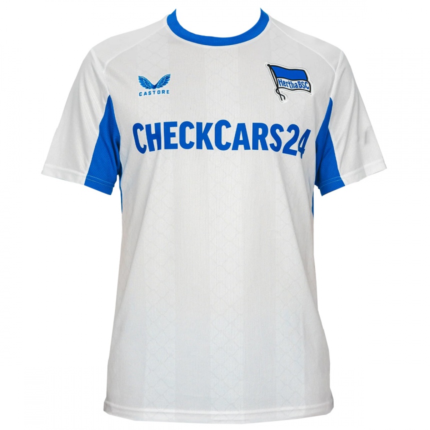 גברים כדורגל השם שלך #0 לבן כחול הרחק ג'רזי 2025/26