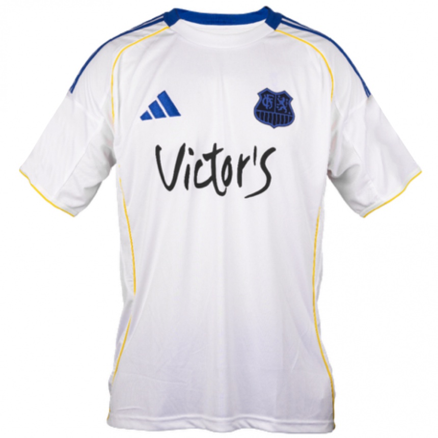 גברים כדורגל אלייז׳ה קרהאן #5 לבן כחול צהוב הרחק ג'רזי 2025/26