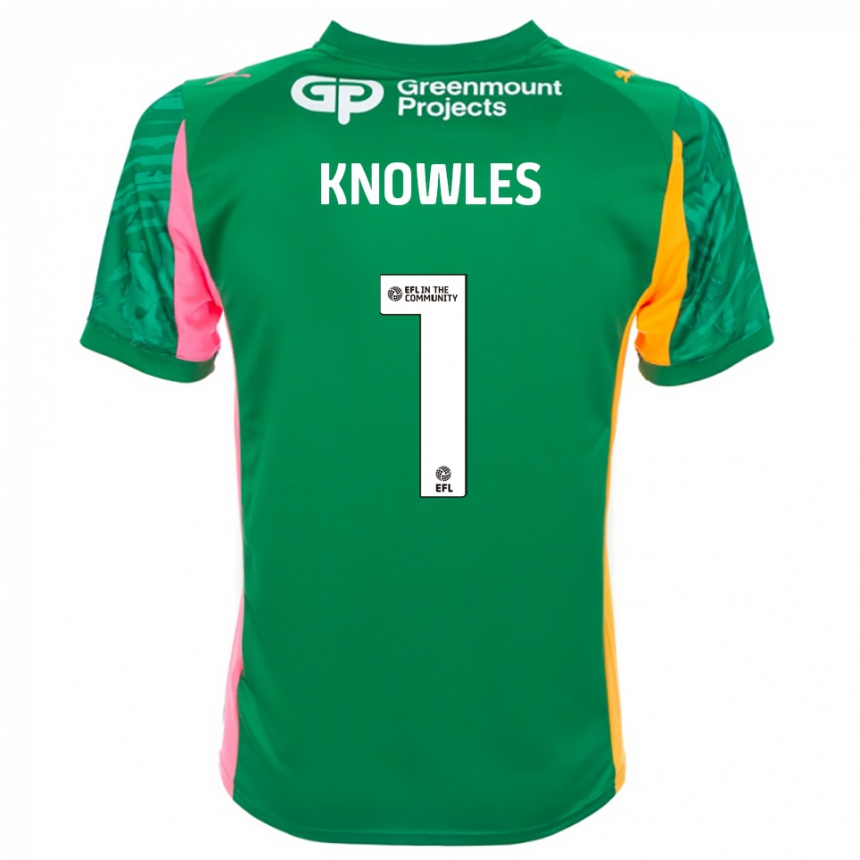 ילדים כדורגל Amelia Knowles #1 ירוק ורוד כתום חולצת שוער 2025/26