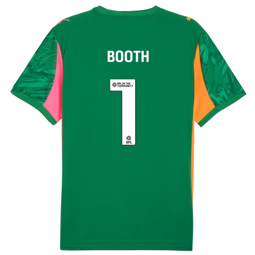 ילדים כדורגל Tom Booth #1 ירוק ורוד כתום חולצת שוער 2025/26