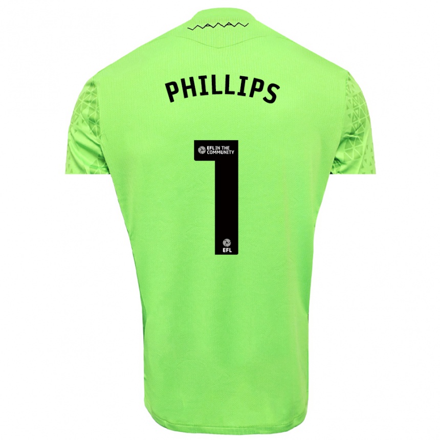 ילדים כדורגל ג'ק פיליפס #1 שחור ירוק ליים חולצת שוער 2025/26