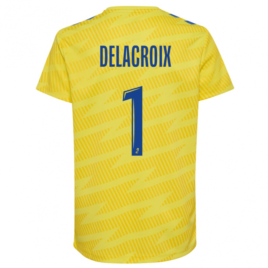 ילדים כדורגל Noa Delacroix #1 כחול צהוב חולצת שוער 2025/26