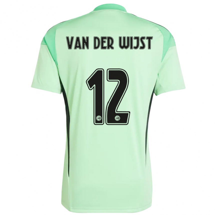ילדים כדורגל Giovanni van der Wijst #12 ירוק בהיר שחור חולצת שוער 2025/26