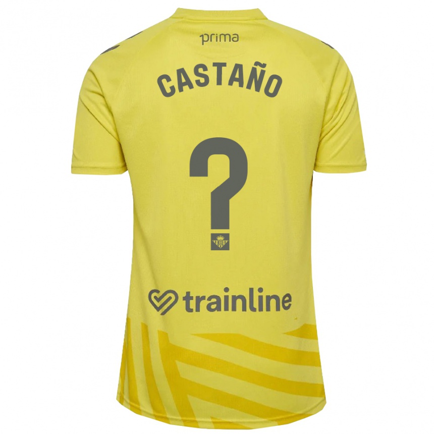 ילדים כדורגל Jesús Castaño #0 צהוב אפור חולצת שוער 2025/26