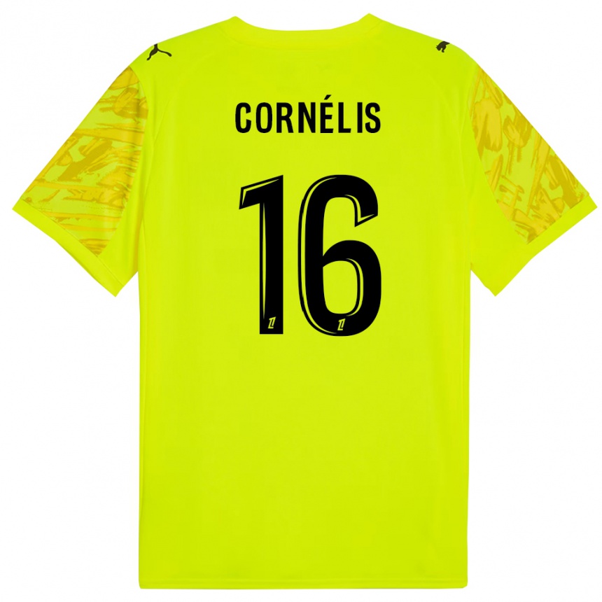 ילדים כדורגל Aristide Cornélis #16 ירוק פלורסנט צהוב חולצת שוער 2025/26