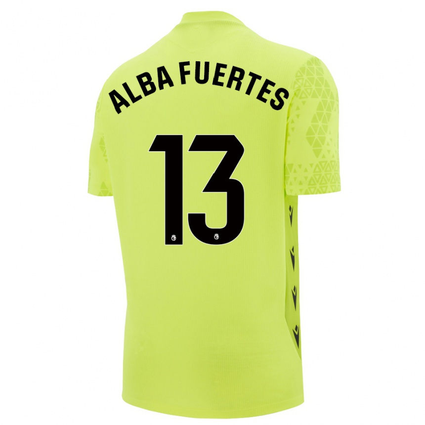 ילדים כדורגל Alba Fuertes #13 ירוק צהוב שחור חולצת שוער 2025/26