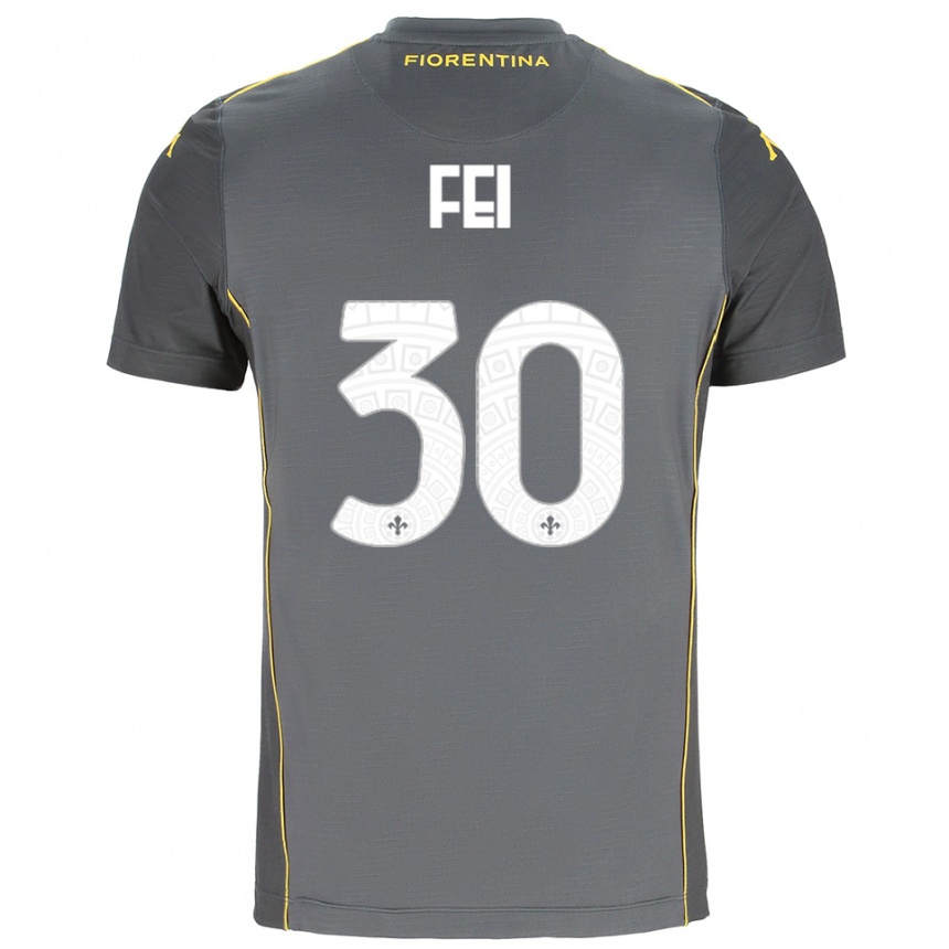 ילדים כדורגל Gianmaria Fei #30 אפור כהה צהוב חולצת שוער 2025/26