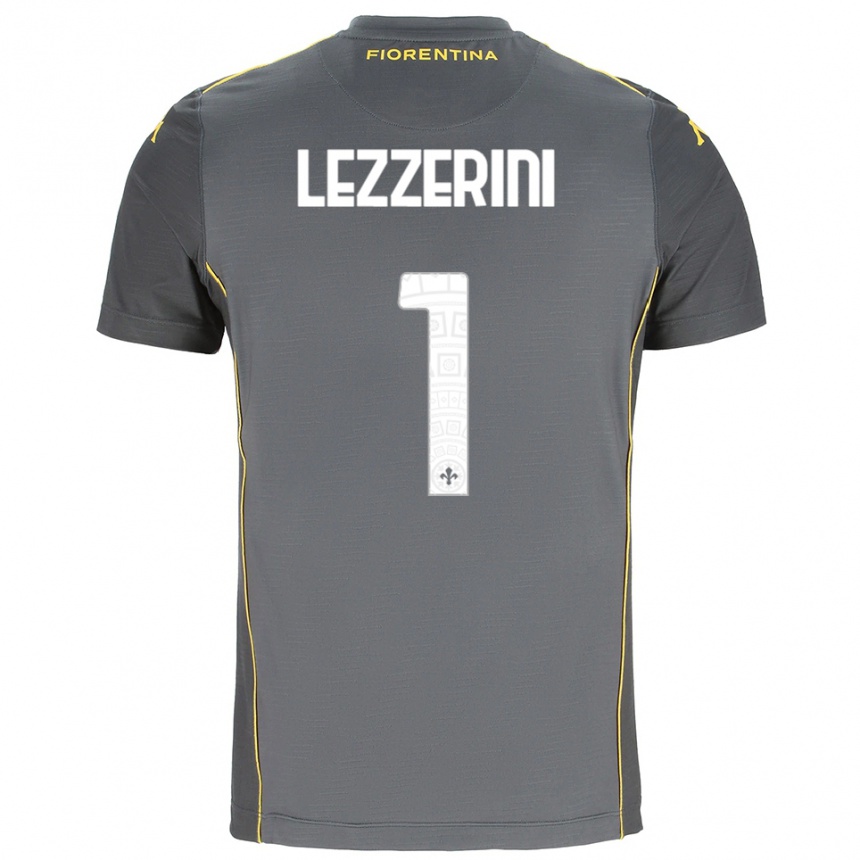 ילדים כדורגל Luca Lezzerini #1 אפור כהה צהוב חולצת שוער 2025/26