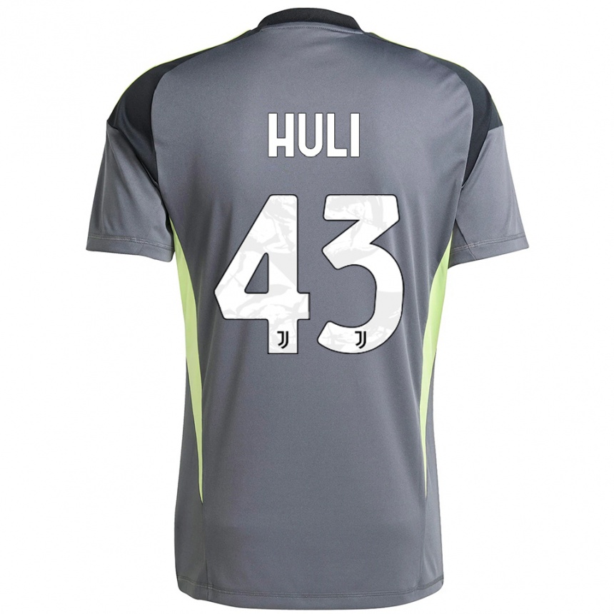 ילדים כדורגל Raffaele Huli #43 אפור כהה לבן חולצת שוער 2025/26