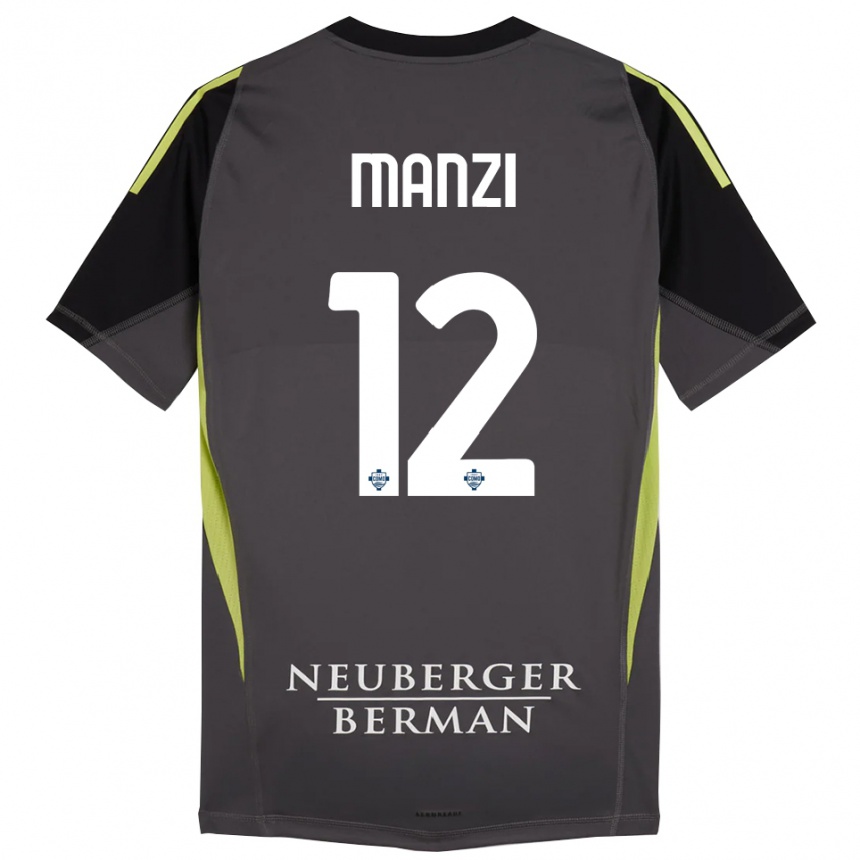 ילדים כדורגל Federico Manzi #12 שחור ירוק בהיר חולצת שוער 2025/26
