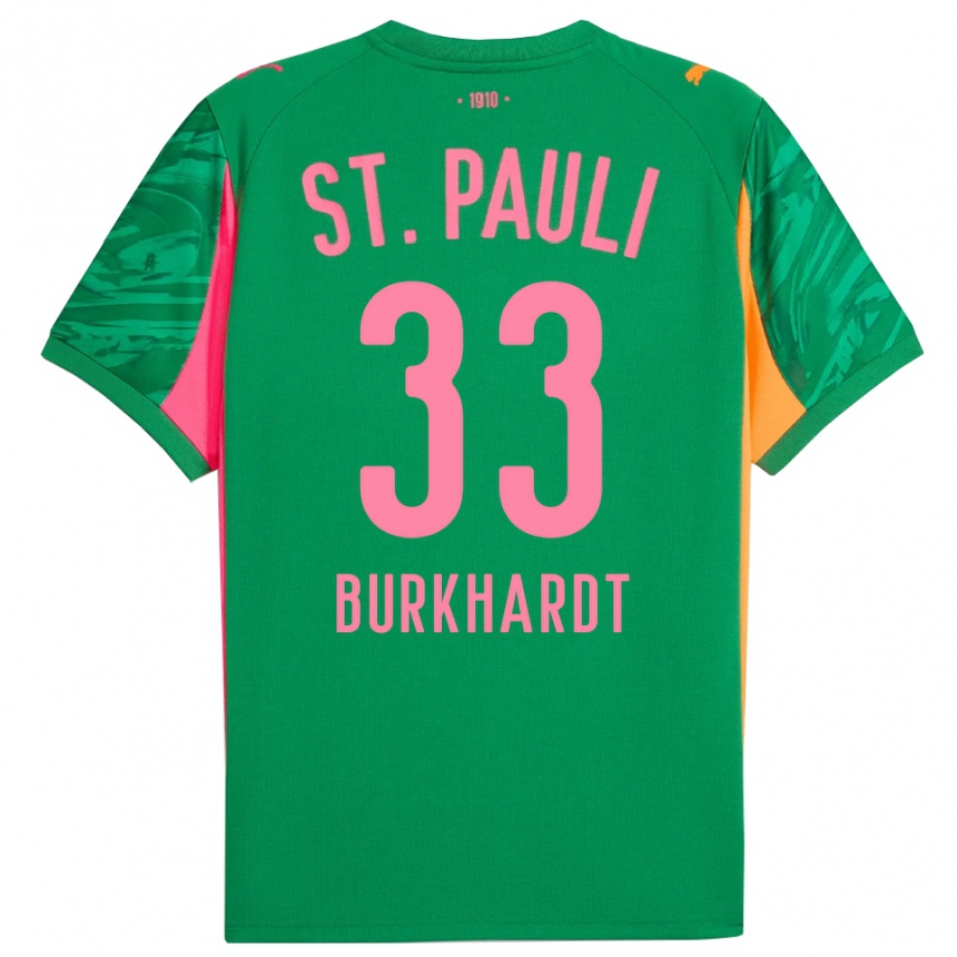 ילדים כדורגל Jannik Burkhardt #33 ורוד כתום ירוק חולצת שוער 2025/26