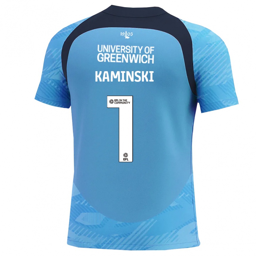 ילדים כדורגל תומאס קאמינסקי #1 כחול לבן חולצת שוער 2025/26
