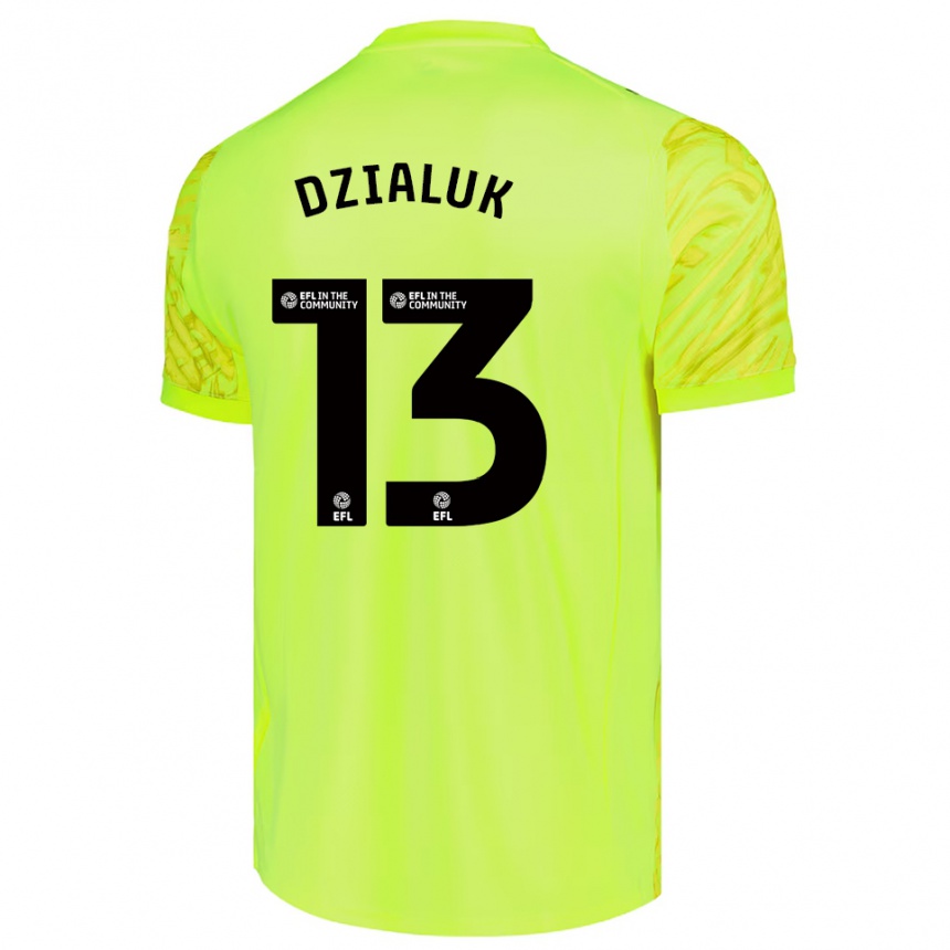 ילדים כדורגל Cristiano Dzialuk #13 ירוק ניאון חולצת שוער 2025/26