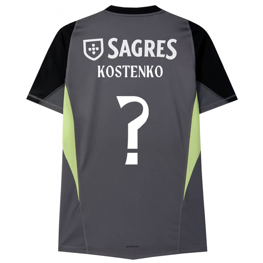 ילדים כדורגל Igor Kostenko #0 אפור כהה שחור חולצת שוער 2025/26