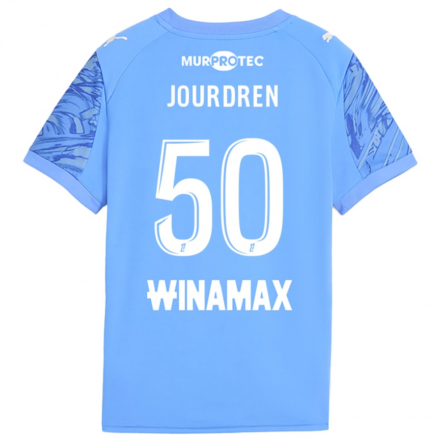 ילדים כדורגל Ilan Jourdren #50 כחול בהיר לבן חולצת שוער 2025/26