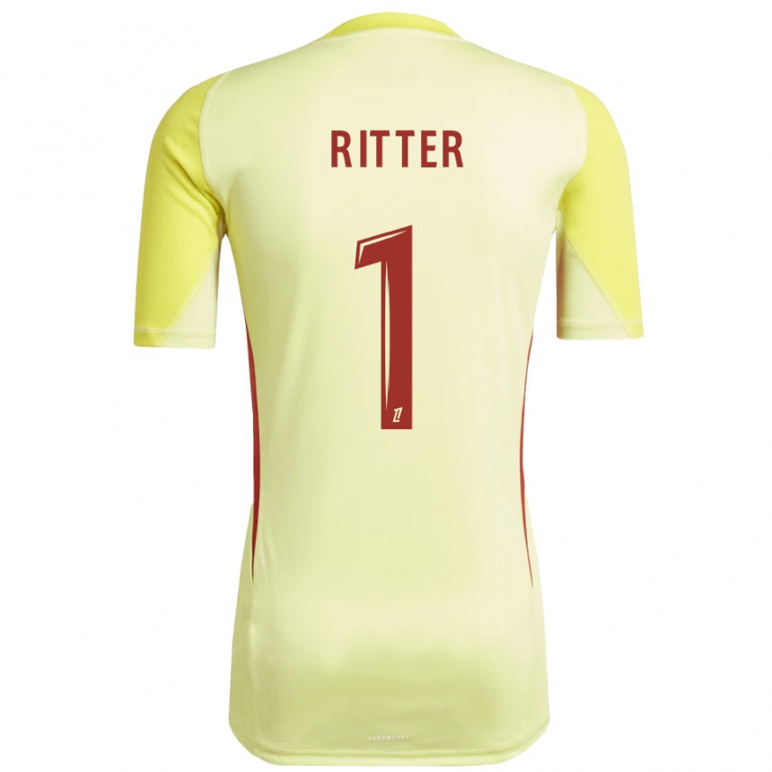 ילדים כדורגל Maxime Ritter #1 צהוב אדום בהיר חולצת שוער 2025/26