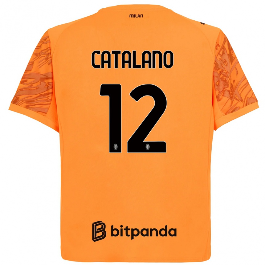 ילדים כדורגל Alessio Catalano #12 כתום צהוב שחור חולצת שוער 2025/26