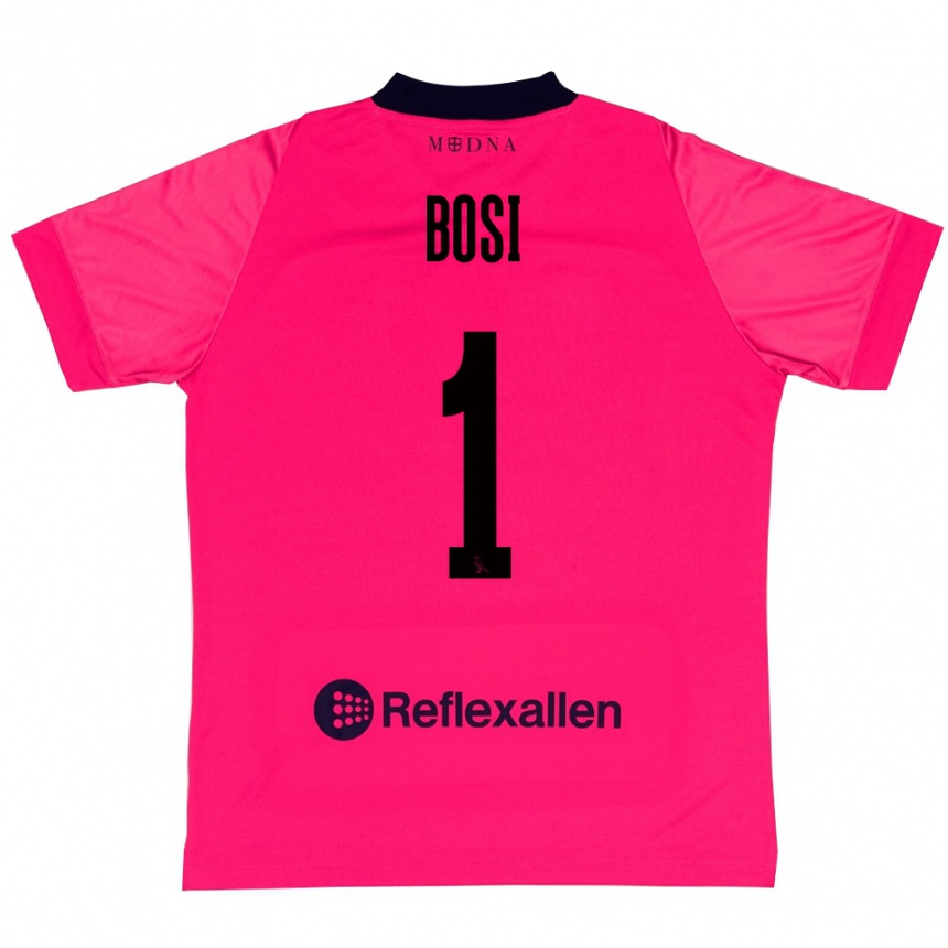 ילדים כדורגל Matteo Bosi #1 ורוד עמוק שחור חולצת שוער 2025/26