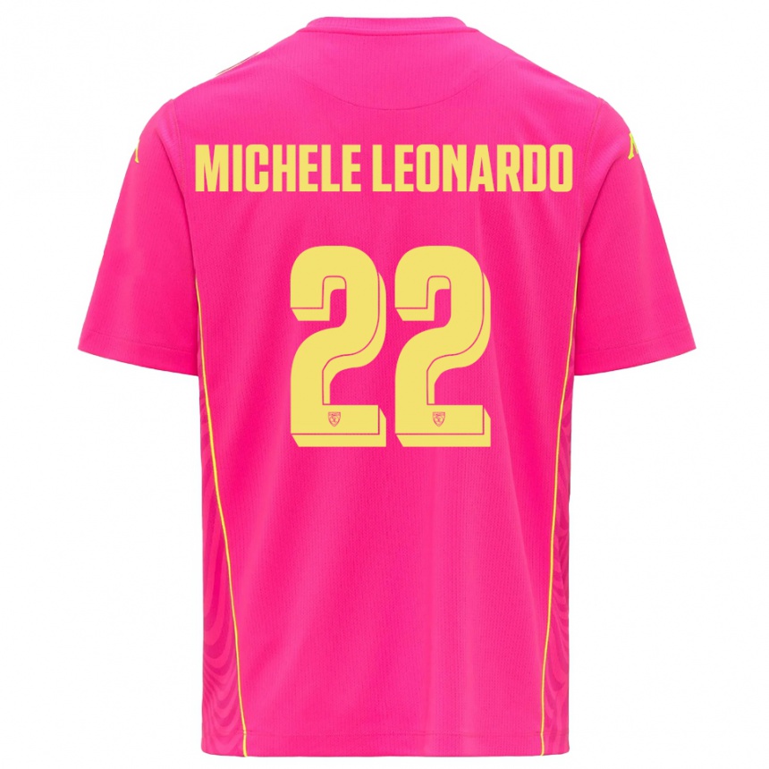 ילדים כדורגל מטאו מיקלה לאונרדו #22 צהוב ורוד עמוק חולצת שוער 2025/26