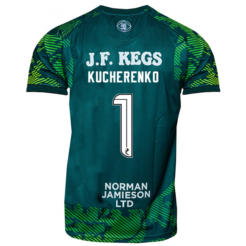 ילדים כדורגל Yevgeniy Kucherenko #1 ירוק לבן חולצת שוער 2025/26