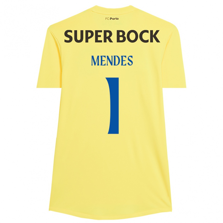 ילדים כדורגל Francisco Mendes #1 צהוב בהיר שחור חולצת שוער 2025/26